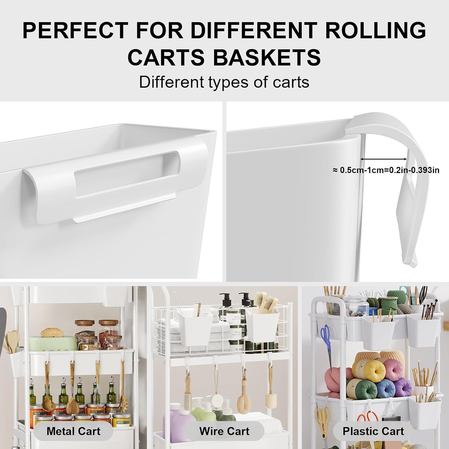 3 Tier Rolling Cart with Wheels, White Plastic Three Tiered Roller Shelf Cart on Lockable Wheels, Small Utility Storage Organzier Carts for Craft, Art, Baby Diaper Caddy, Snack, Dorm, Kitchen,Bathroom