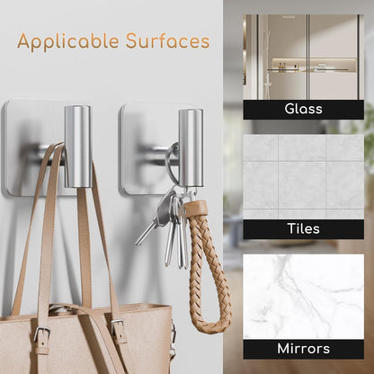 Aikzik 4 Pack Large Heavy Duty Wall Hooks - 26lb Max, Stainless Steel Adhesive Towel Hook, Shower Hooks for Hanging Towel, Coat, Robe, Wall Hook for Use in Bathroom, Kitchen and Door, Matte Black