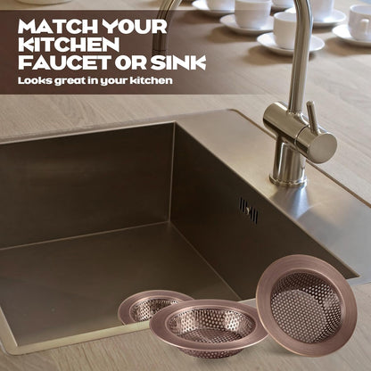 Retisee 2 Pcs Sink Strainer Stainless Steel Kitchen Sink Drain Strainer Basket Cover Mesh Hair Food Catcher, Large Wide Rim of 4.4 Diameter(Brushed Silver)