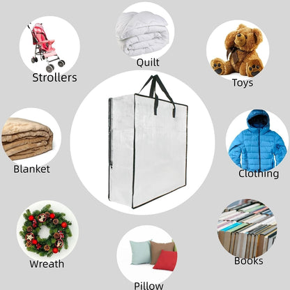 Clear Storage Bags with Zipper and Handles, Blanket Bags For Closet Storage, Moving and Packing Supplies for College, Underbed Storage Organizer for Clothes Pillow Bedding Christmas Wreath