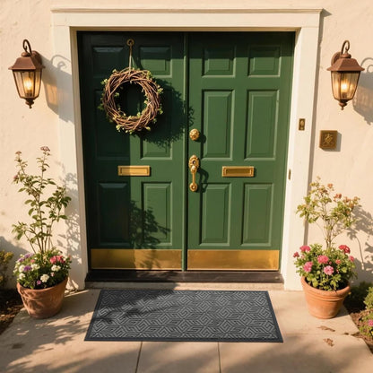 Yimobra Doormat Outdoor Entrance 29.5x17, All-Weather Waterproof Outdoor Mats for Front Door, Non Slip Welcome Door Mat for Patio Proch Outside Entryway Indoor, Black