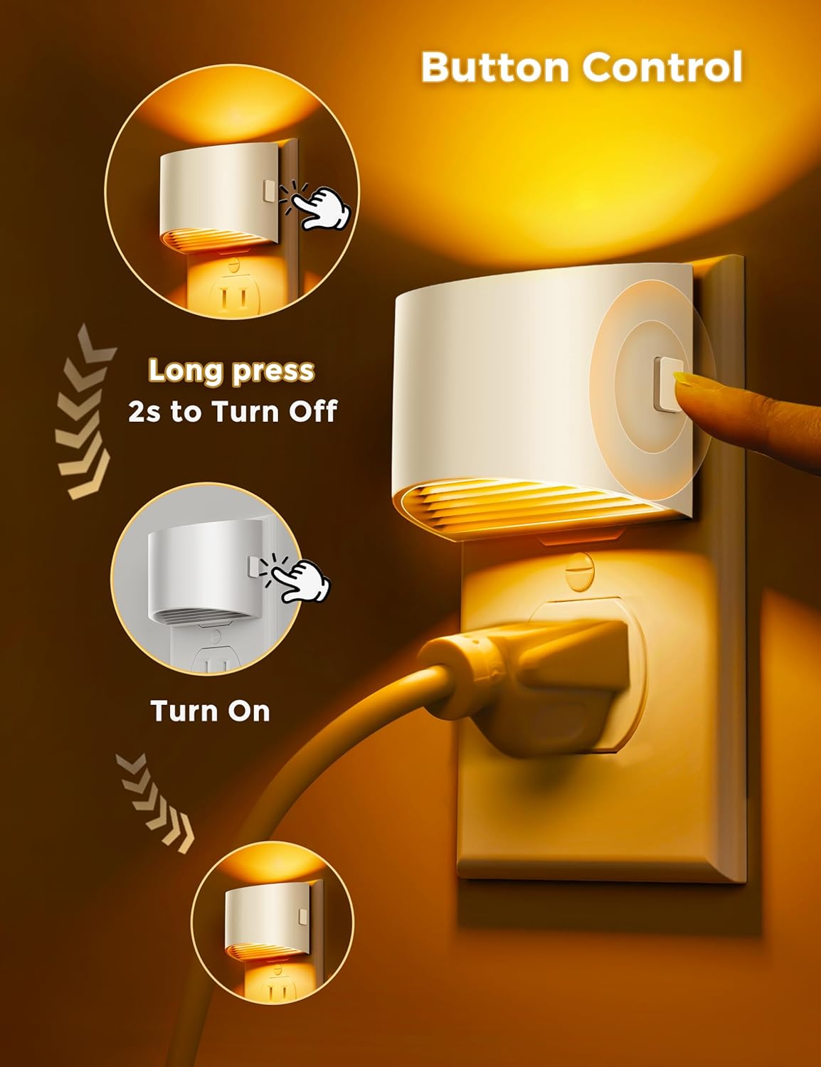 L LOHAS LED Night Lights Plug into Wall 2 Pack, Dusk to Dawn Sensor Nightlight, Brightness Adjustable, 3000K Soft White