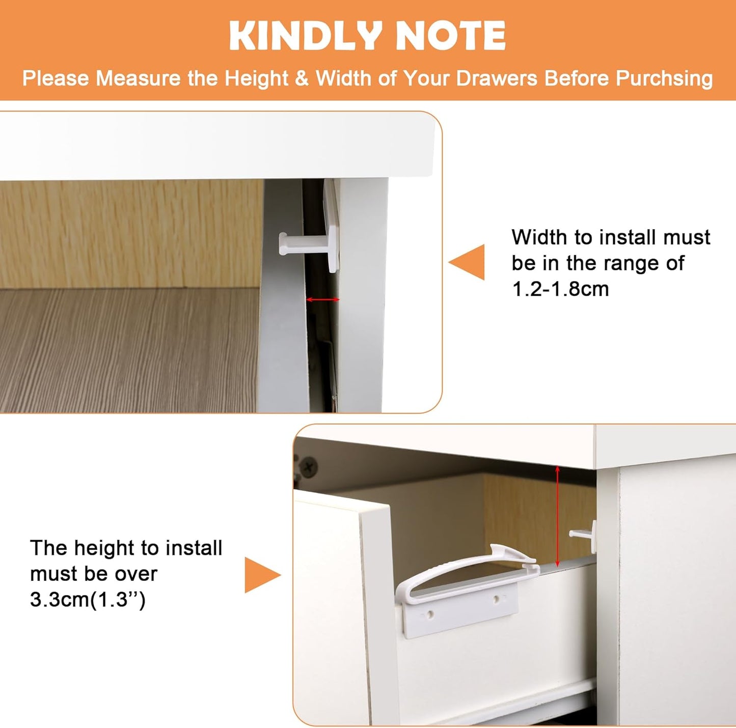 Coolrunner Child Safety Locks, 4 Pack Baby Proofing Drawers Locks, Baby Safety Invisible Drawer Latches with Strong Adhesive for Baby Care - No Tools or Drilling Required