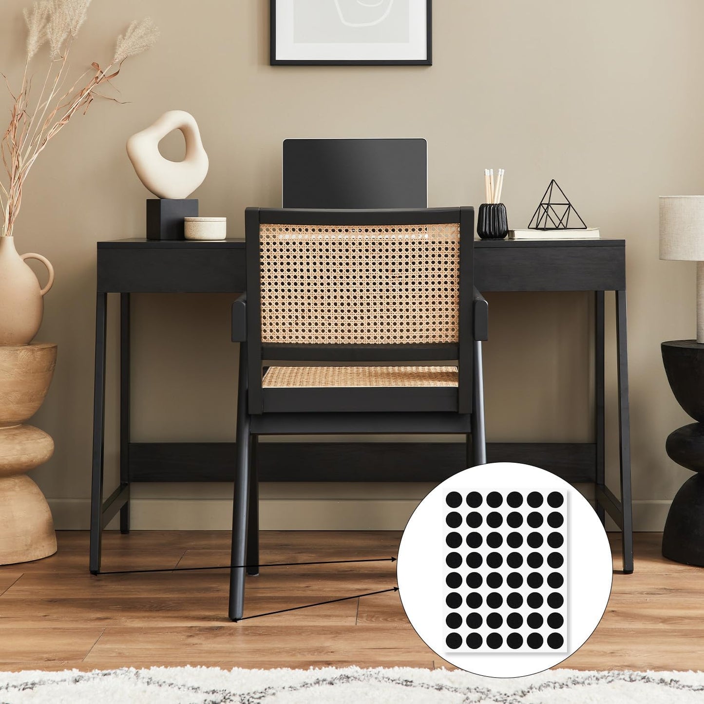 96pcs Felt Pads for Cabinet Door, 1.3cm/1/2in Round Thick Quite Small Cupboard Bumpers Self Adhesive Sticky Felt Dots Furniture Tools for Kitchen Furniture Floor Drawers Table Chair Legs Feet (Black)