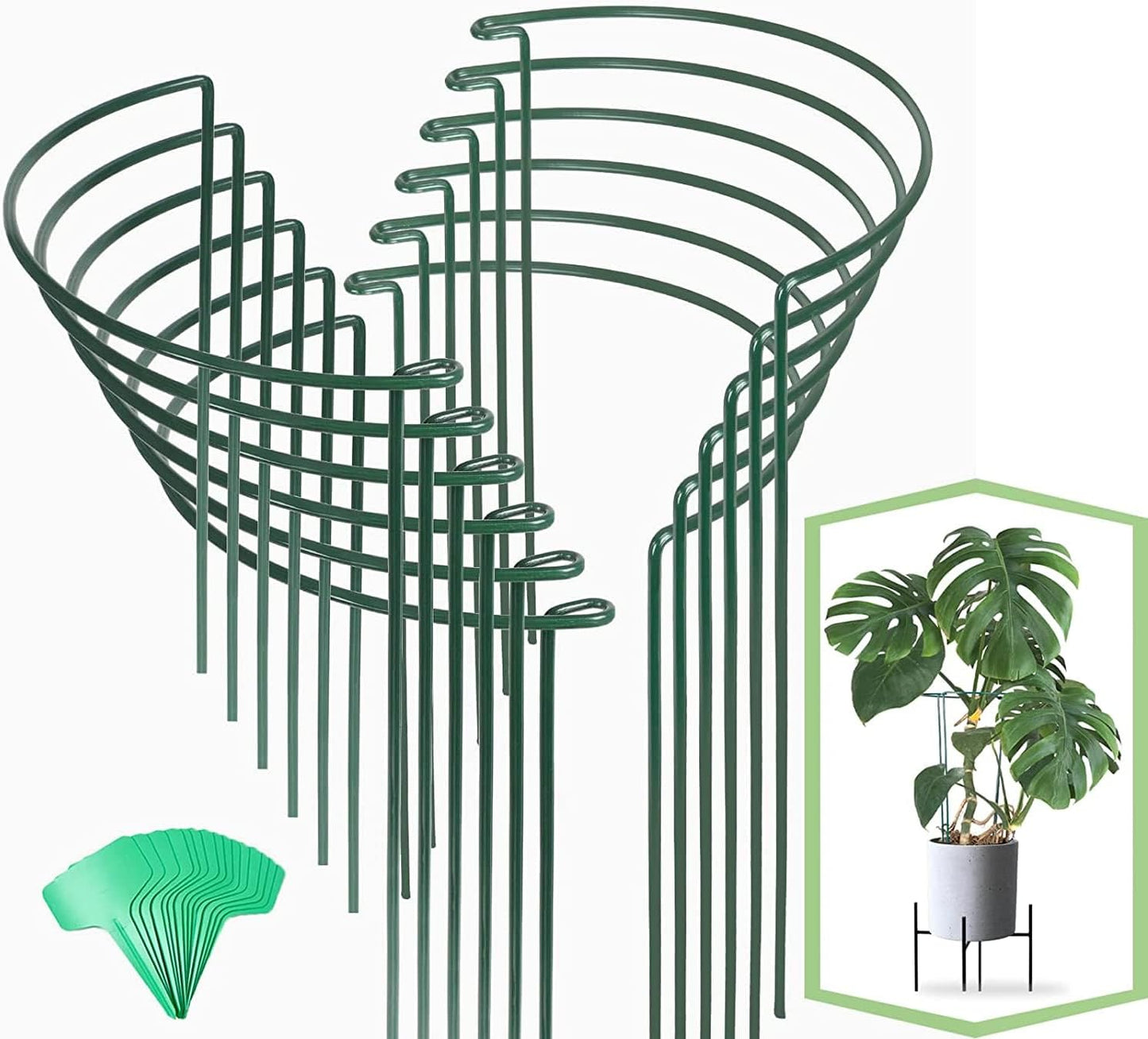 12 Pack 16 Inch Metal Plant Support Stakes for Outdoor Plants and Flowers | Peony cages and supports, Flower stakes, Includes 15 Pcs twist ties, Sturdy, Rust-proof, Easy to install, Durable