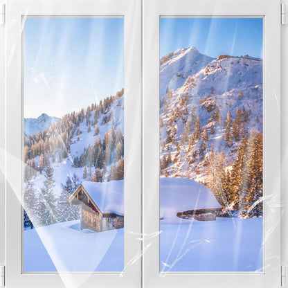 87×118in Patio Door Window Insulation Kit for Winter- Thicken Indoor Large Window Plastic for Winterizing, Clear Window Covering Shrink Film with Double-Side Tape to Keep Cold Out