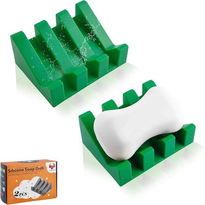 Self Draining Soap Dish Holder,Silicone Soap Dish,for Bathroom,Kitchen, Sponges，Can Extend Soap Life，Keep Soap Bars Dry and Easy Cleaning (White,1-Pack) - Colors B