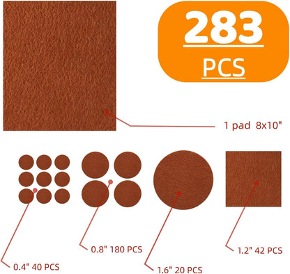 281 Pcs Brown Furniture Felt Pads Self-Adhesive Round & Square Felt Protectors for Chair Legs, Table Feet, Floor Anti-Scratch Pads for Hardwood Floors, Noise Reduction, Non-Slip, DIY Sheet