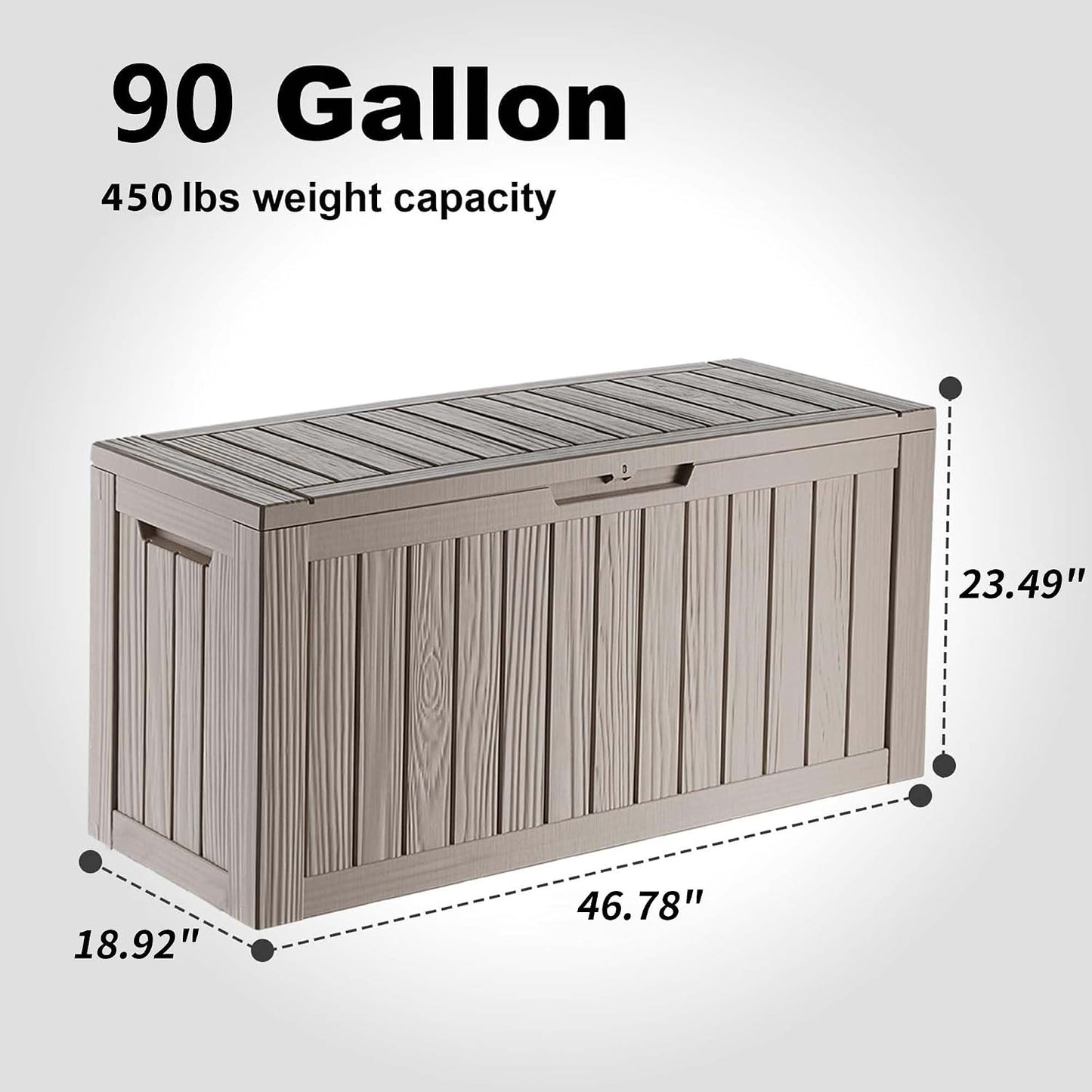 150 Gallon Waterproof Outdoor Storage Box,Resin Deck Box,Lockable Outside Storage Box Container for Patio Furniure,Garden,Tools (150 Gallon,Black)