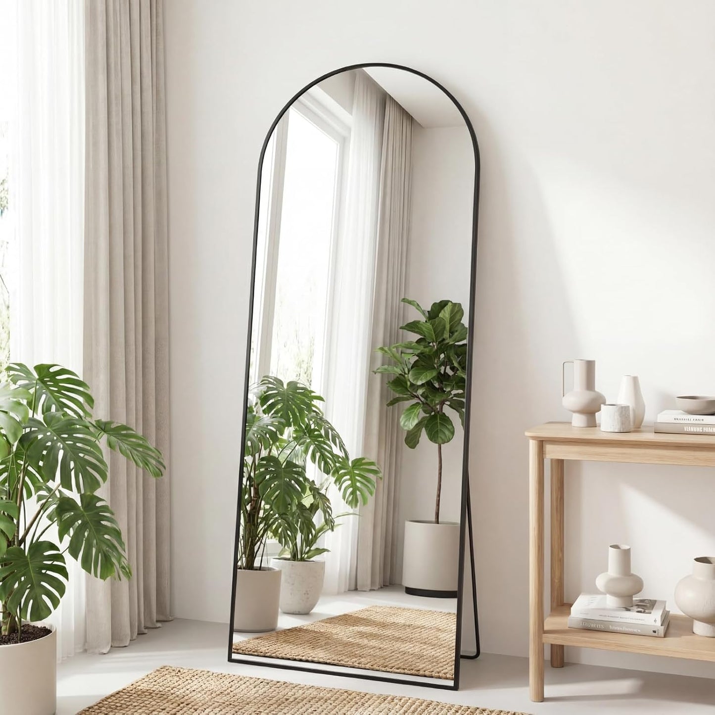 DUMOS 64"x21" Arched Full Length Floor Mirror, Full Body Mirror with Stand, Shatterproof Tempered Glass, Modern Aluminum Alloy Frame, Free Standing or Leaning for Home Decor, Gold