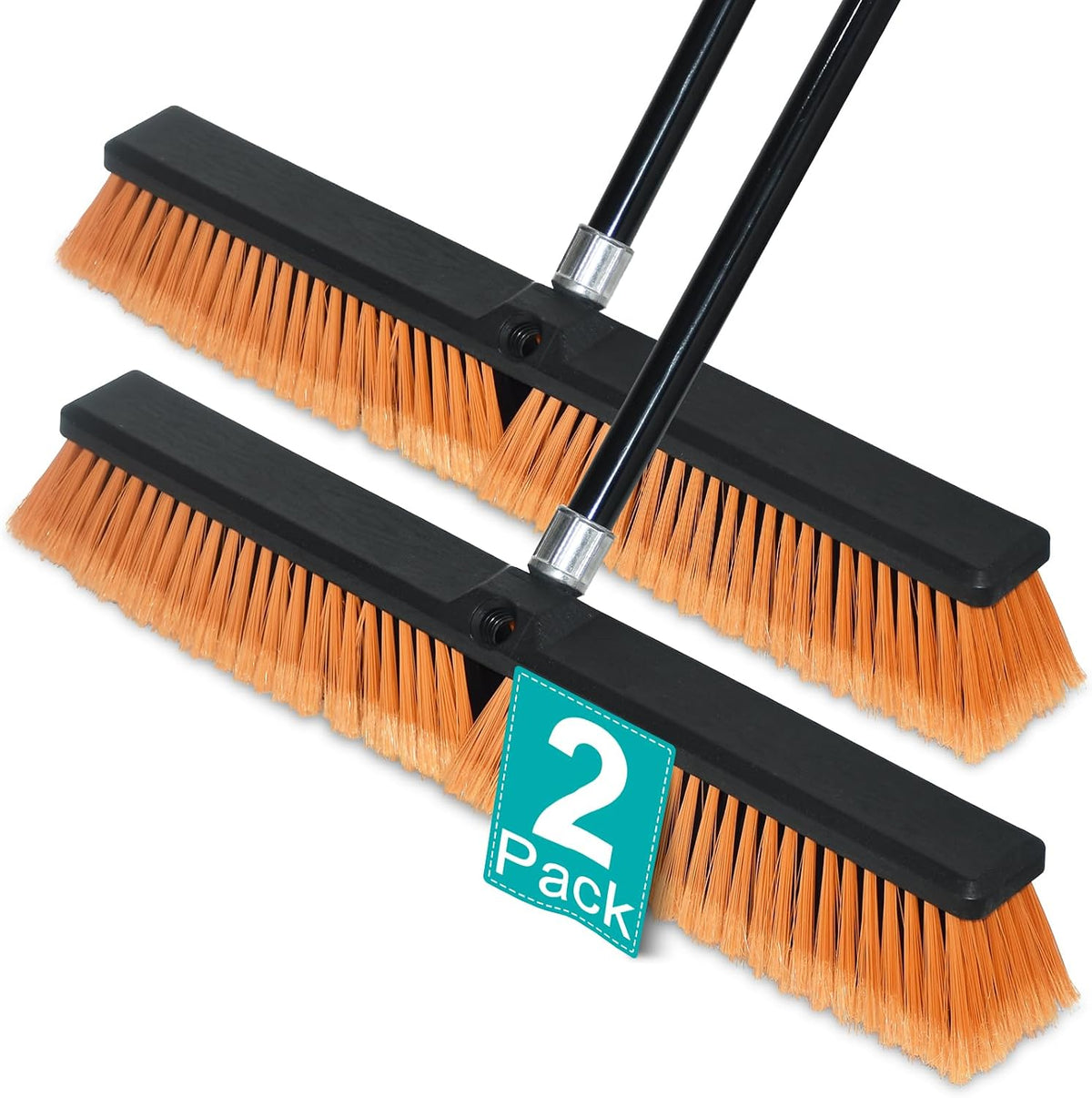 PBHEPJ 24 Inchs Push Broom Outdoor Heavy Duty, Shop Broom with 60" Long Handle for Cleaning Outdoor or Indoor Tile, Garage, Shop, Deck, Concrete, Wood, Stone, Patio Floor