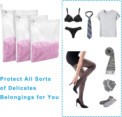 GOGOODA 2 Pack Delicates Laundry Bags, Fine Mesh Wash Bag with Hanging Loop | Large for Lingerie, Shirts, Sweaters, Underwear, Bra, Silk, Socks