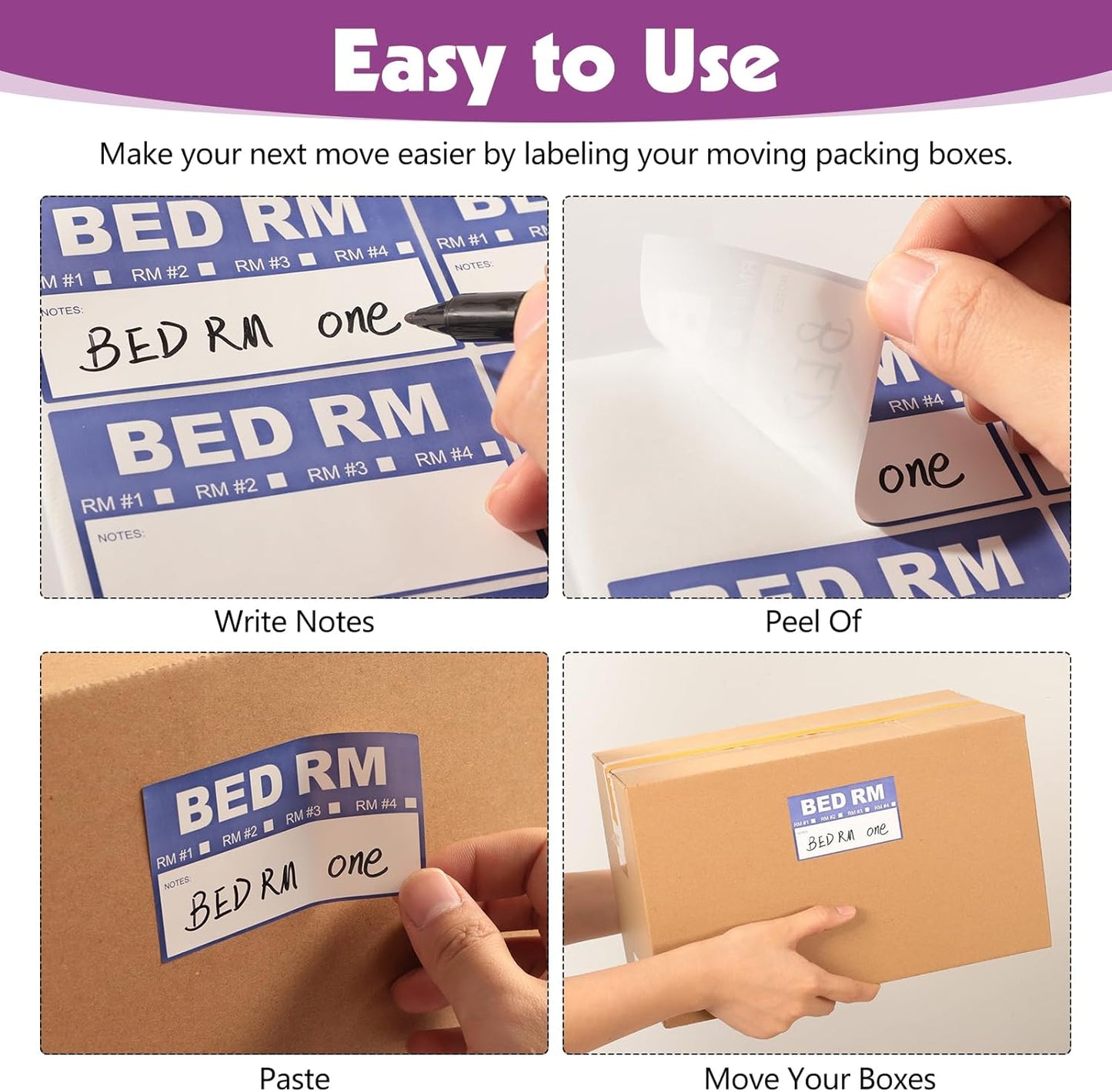 200 Count Removable Moving Labels, 3.4 x 2 in, 9 Colors with Pen | Waterproof Synthetic Paper, Writable, Tear Resistant, Color Coded Room Labels, Fragile/Heavy/Blank, Residue-Free Removal