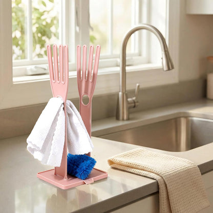 2 Pcs Reusable Kitchen Gloves Holder, Rubber Glove Clothes Drying Rack Plastic Washing Sink Holder Stand Towel Hanger, Dishwashing Glove Rack Sink Side Organizer Holder
