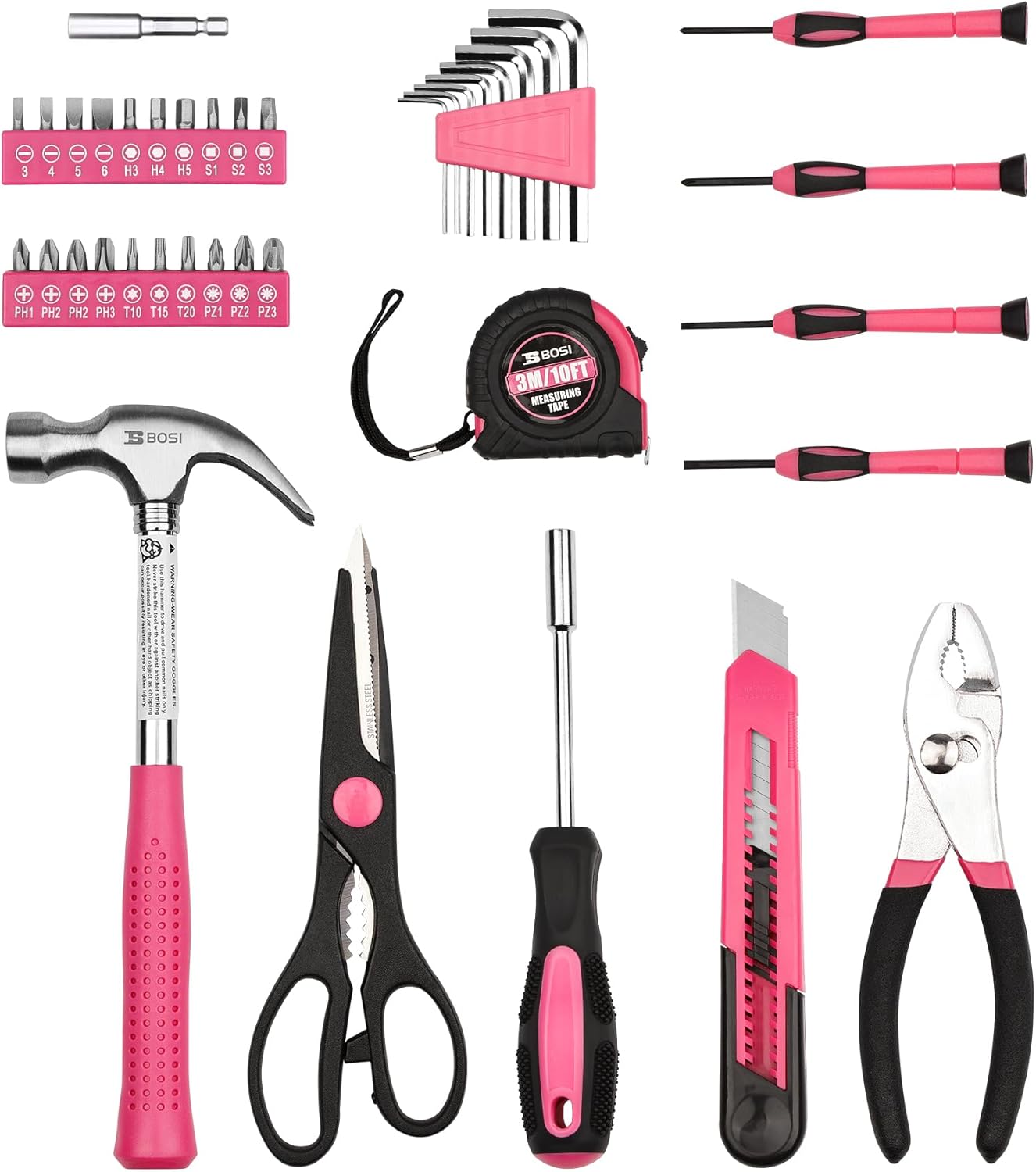 158 Piece Tool Set with Easy Carrying Round Pouch, Hand Tool Set - Durable, Long Lasting Chrome Finish Tools - Household Tool Kit Perfect for DIY, Home Maintenance (158 Piece)