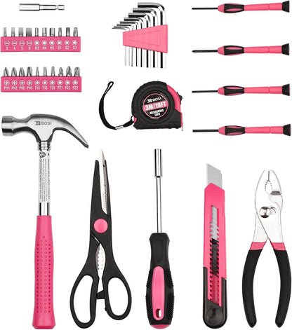 158 Piece Tool Set with Easy Carrying Round Pouch, Hand Tool Set - Durable, Long Lasting Chrome Finish Tools - Household Tool Kit Perfect for DIY, Home Maintenance (158 Piece)