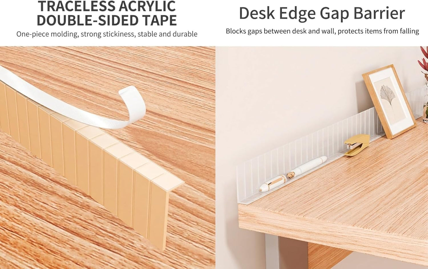 Anti-Fall Shelf Edge Guardrail for Mirror Cabinet & Vanity, 15.7" Cut-to-Size Plastic Barrier, Adhesive Edge Protector for Bathroom,Desk, Stops Items from Falling into Gap (4, Semi-Transparent)