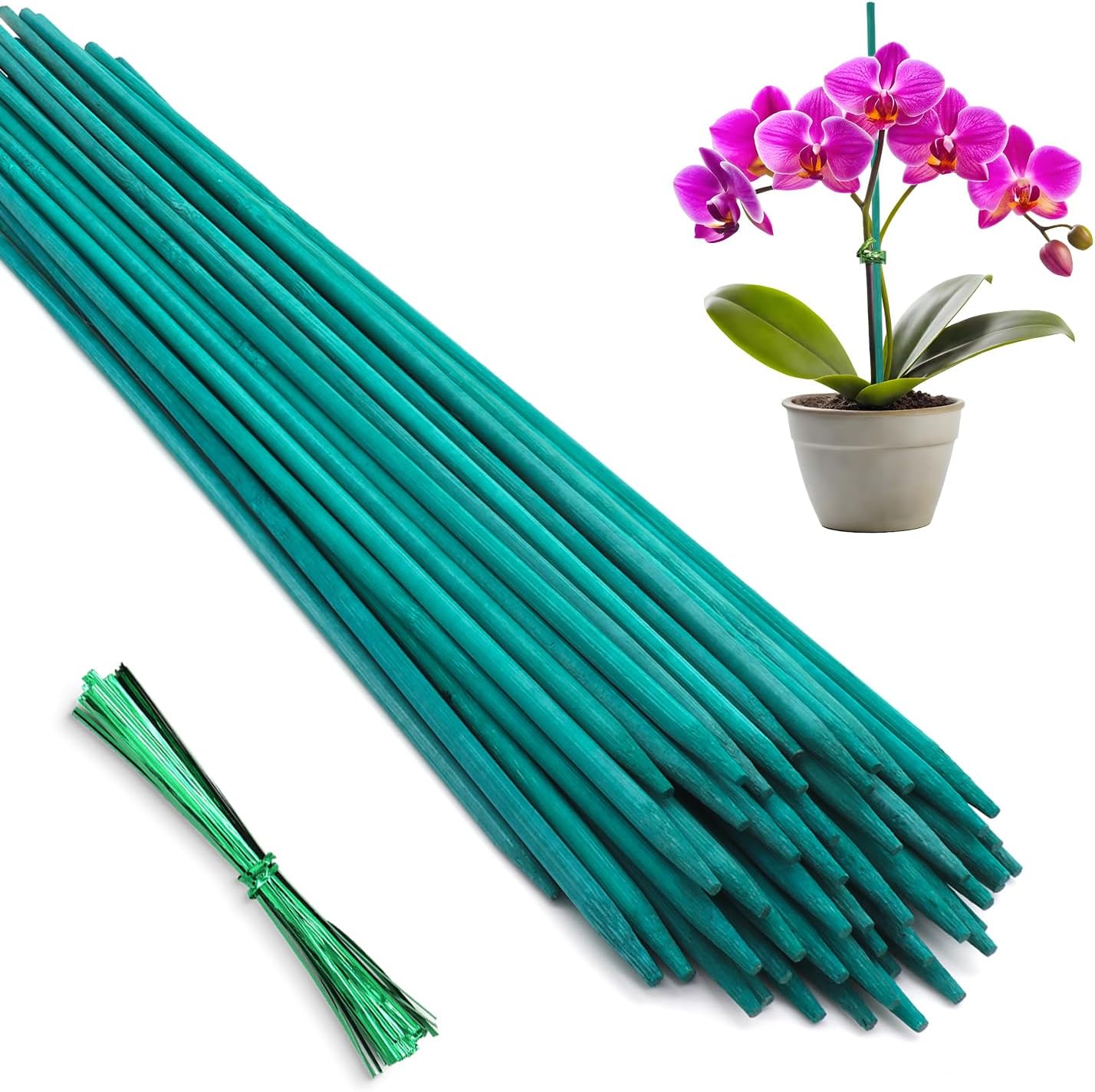Garden Wood Plant Stakes Green Bamboo Sticks,HAINANSTRY Sturdy Floral Plant Support Stakes Wooden,Wooden Sign Posting Garden Sticks(25 Pack 18 Inches)