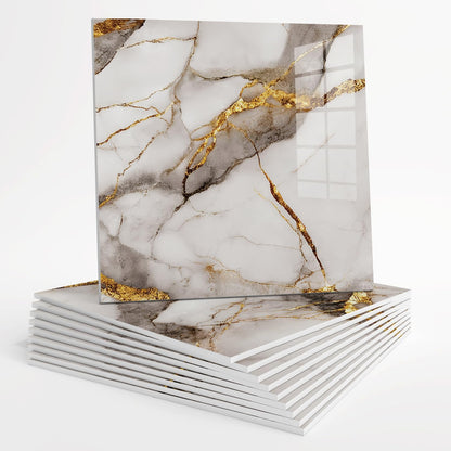 10pcs Peel and Stick Tile Shower Waterproof Marble Tiles Wall Panels, 11.8"x11.8" Self-Adhesive Backsplash Tile, PVC Wall Panels Shower Tiles for Home Bathroom, Kitchen, Living Room Blue