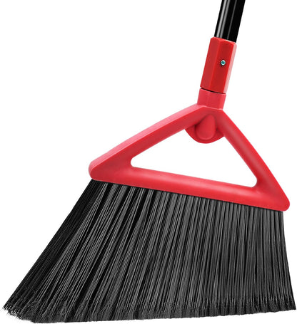 Heavy Duty Broom Outdoor and Indoor, 2 Pack Upgraded Commercial Angle Brooms, Perfect Yellow Broom of House, Kitchen, Garage, Courtyard