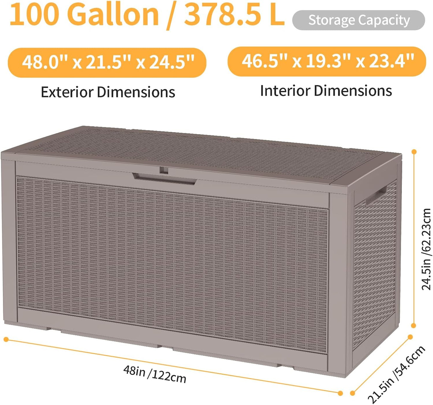 DRATO 180 Gallon Outdoor Storage Box, Large Waterproof Deck Box, Lockable Resin Storage Container with Reinforced Support for Patio Cushions, Garden Tools, UV-Resistant Outdoor Chest（Black，180 Gallon）