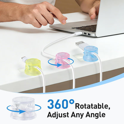 AGPTEK 8 Pack Magnetic Cable Clips, Upgraded 360° Rotatable Cord Holder Clips for Nightstand, Desk Cord Organizer Adhesive Wire Management Home Office Phone Charging Cords USB Cable Keeper (Clear)