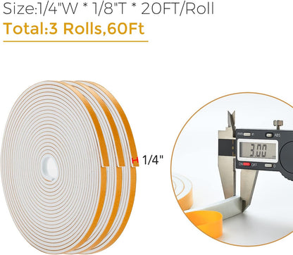 33 Feet Weather Stripping Door Seal- 1/2" Wide X 1/4" Thick Door Bottom Seal Strip High Density Foam Tape Adhesive Rubber Strip for Door Soundproofing,Window Insulation (1/2" x 1/4" x 33FT,Black)