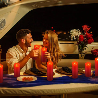 YOROXRG Set of 24 Waterproof Outdoor Flameless Candles, LED Candles with 4 Remote and Timer,(H 4" 5" 6" x D 2.2"),for Christmas,Halloween,Wedding,Festival