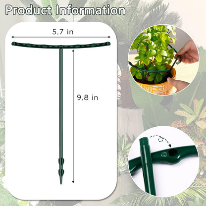 Mwellewm 10 Pack Plant Support Plant Stakes Metal Half Round Search Support Ring Small Plastic Cage Holder Short Stem Flower Pot Climbing Trellis for House Flower Vegetable Indoor Leafy(5.7 x 5.9nch)
