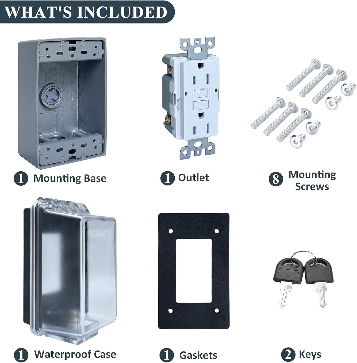 Universal Weatherproof Electrical Outlet Cover with Lock, Baby Proof Outlet Lock Box, Fits Most 2.6 "H x 2.56 "W or Smaller Plugs, Clear Outlet Waterproof Cover Box Fit for Outdoor In-Use