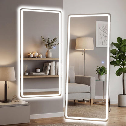 Arched Mirror Full Length, Upgraded 16"x59" Body Wall Mirrors with Shatter-Proof Glass, Floor Standing, Hanging or Leaning, Tall Arch Mirror with Stand Aluminum Alloy Frame for Bedroom Cloakroom