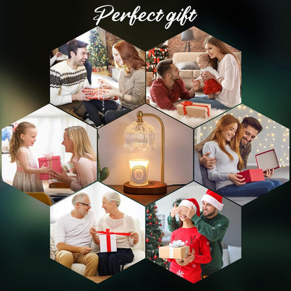 MEIXISUE Candle Warmer Lamp with Timer and Dimmer,Electric Gold Light Gifts for Women Melt Wax Warmer Lamp with 2 Bulbs for Candle Jars House Warming New Home Decor Bedroom