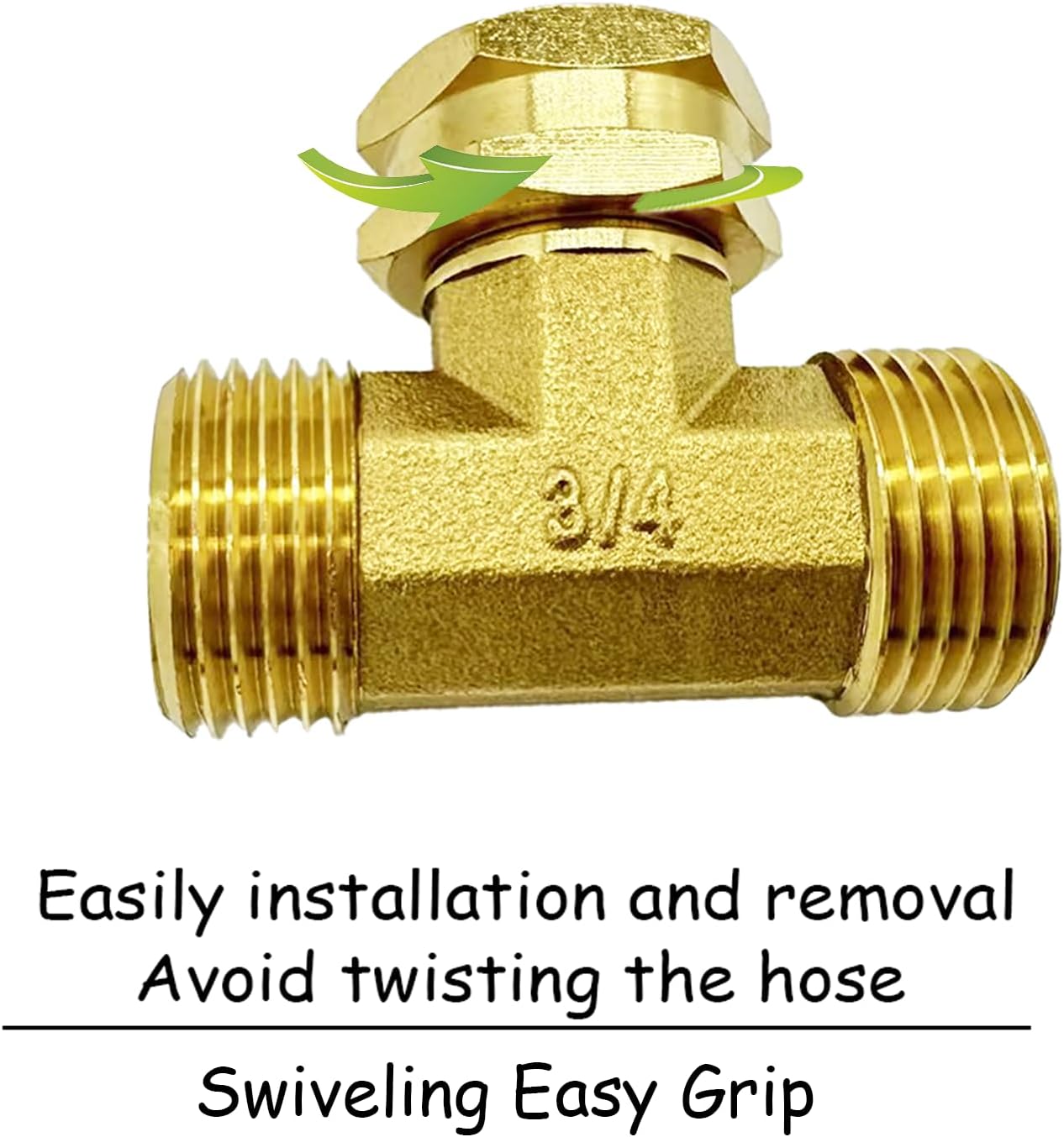 2PCS Brass 3/4" GHT Garden Hose Splitter Body Backyard 2 Way Y Shaped Swivel Connector Threaded Pipe Fitting Coupler Adapter with Washer
