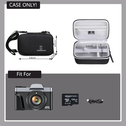 Hard Storage Case for Gavonde/Pedtail/JGIPL Digital Camera-Versatile Camera Bag with Crossbody/Neck Strap&Organizer Compartments for Batteries&Memory Cards(Box for Sale) (Black & Reflective Zipper)