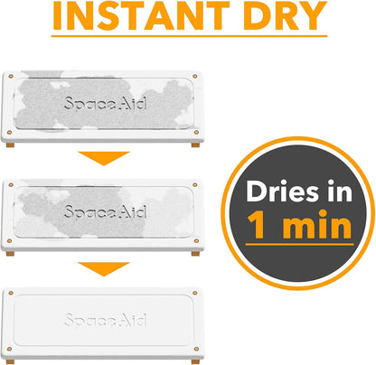 SpaceAid DryingNeat Sink Organizer, Instant Dry Sink Caddy Organizers, Kitchen Sponge Soap Holder Dispenser, Countertop Fast Drying Rack (Bamboo Feet, Gray)
