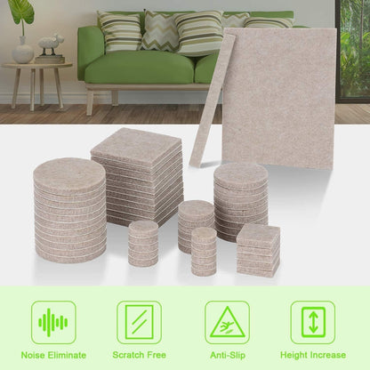 Yelanon Felt Furniture Pads -182 Pcs Premium Felt Pads for Chair Legs Furniture, Floor Protectors for Hardwood Floors, Black