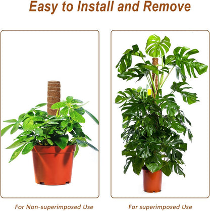 Augshy Moss Pole, 27 Inch Moss Poles - 2Pcs 17 Inch Plant Stakes Moss Sticks for Monstera Indoor Creepers Plant Support Extension Climbing Plants