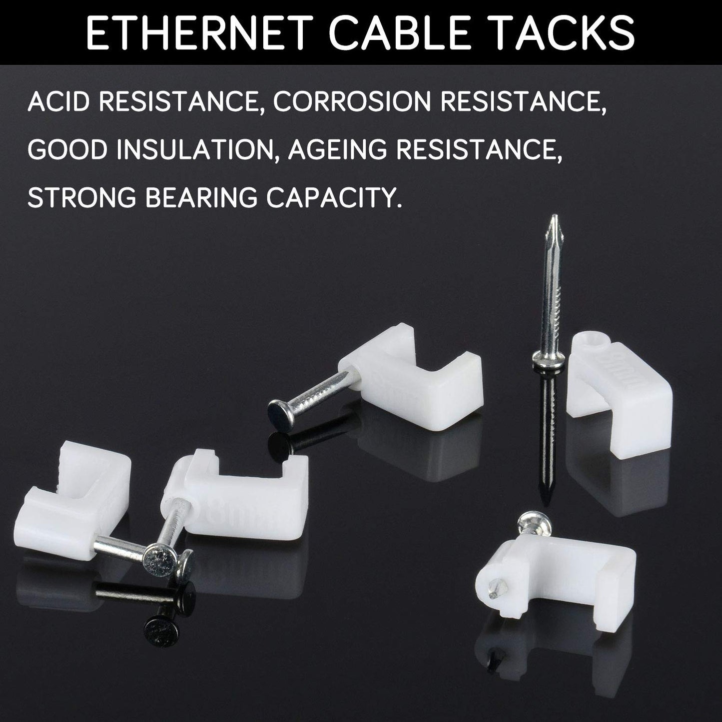 CableGeeker 50Pcs Adhesive Cable Clips, Cord Management Clips Wire Holders for Cords Cable Holder Clip Cable Management Clips for Under Desk/Car/Wall/TV/PC/Ethernet Cable (Black)