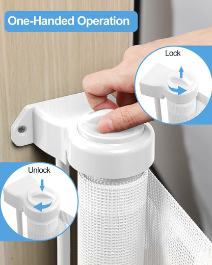 Retractable Baby Gate for Stairs – 33” Height, Expands up to 55” Width – Safety Gate for Infants, Toddlers, Dogs & Pets – Easy Install, Secure Closure, White Mesh Design for Indoor & Outdoor Use