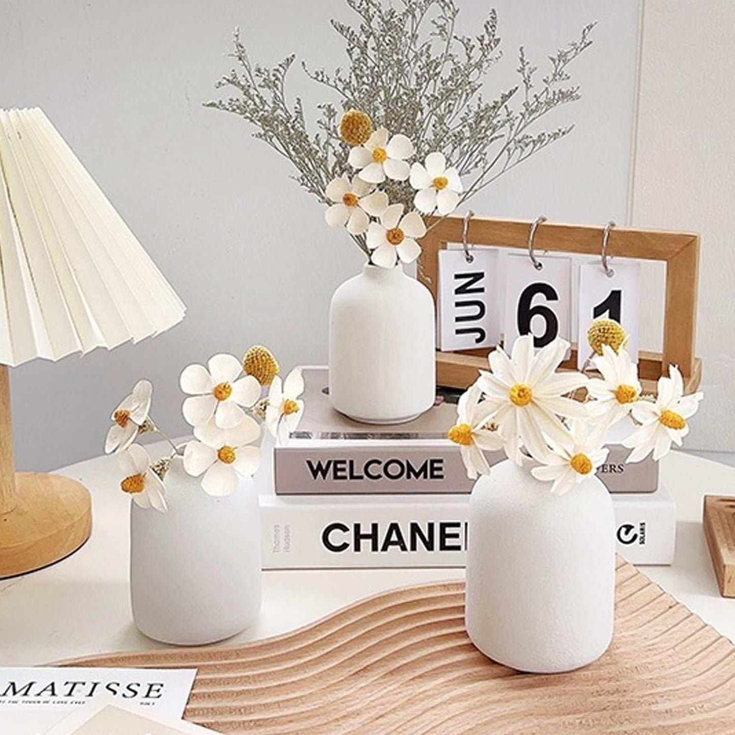 Modern Small Flower Vases 8 Pack - Ceramic, White
