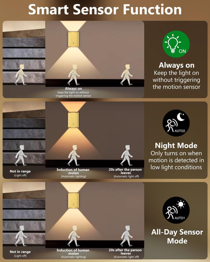 Rechargeable Motion Sensor Wall Sconce Set of 2 – 5000mAh Wireless Battery Operated Wall Light Indoor, 3 Colors Up/Down Lighting Magnetic Night Light with Remote Control for Bedroom, Hallway (Black)