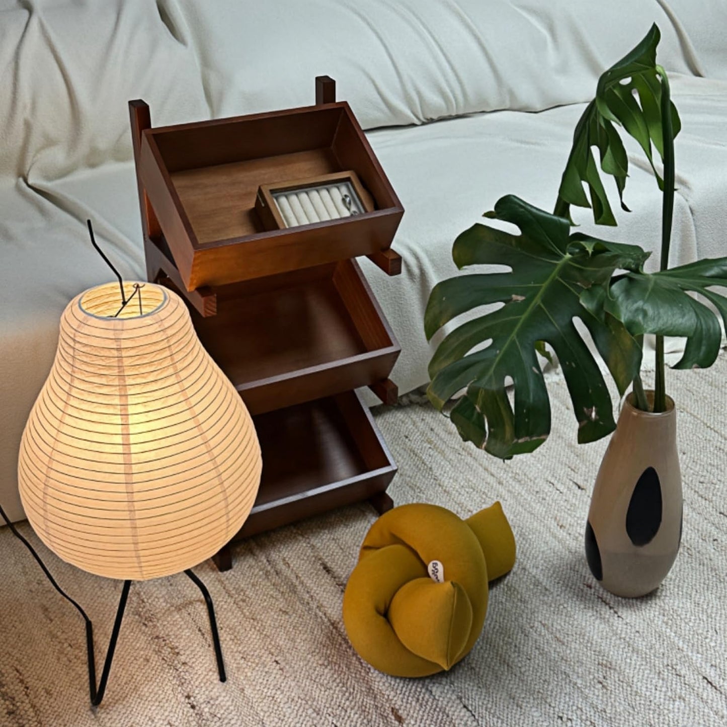 Japanese Pear-Shaped Floor Lamp – Noguchi-Inspired Rice Paper Lantern, Zen-Inspired Modern Design for Living Room, Bedroom, or Office
