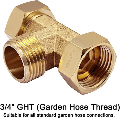 Joywayus 2PCS Brass 3/4" GHT Garden Hose Splitter Body Backyard 2 Way Y Shaped Swivel Connector Threaded Pipe Fitting Coupler Adapter with Washer