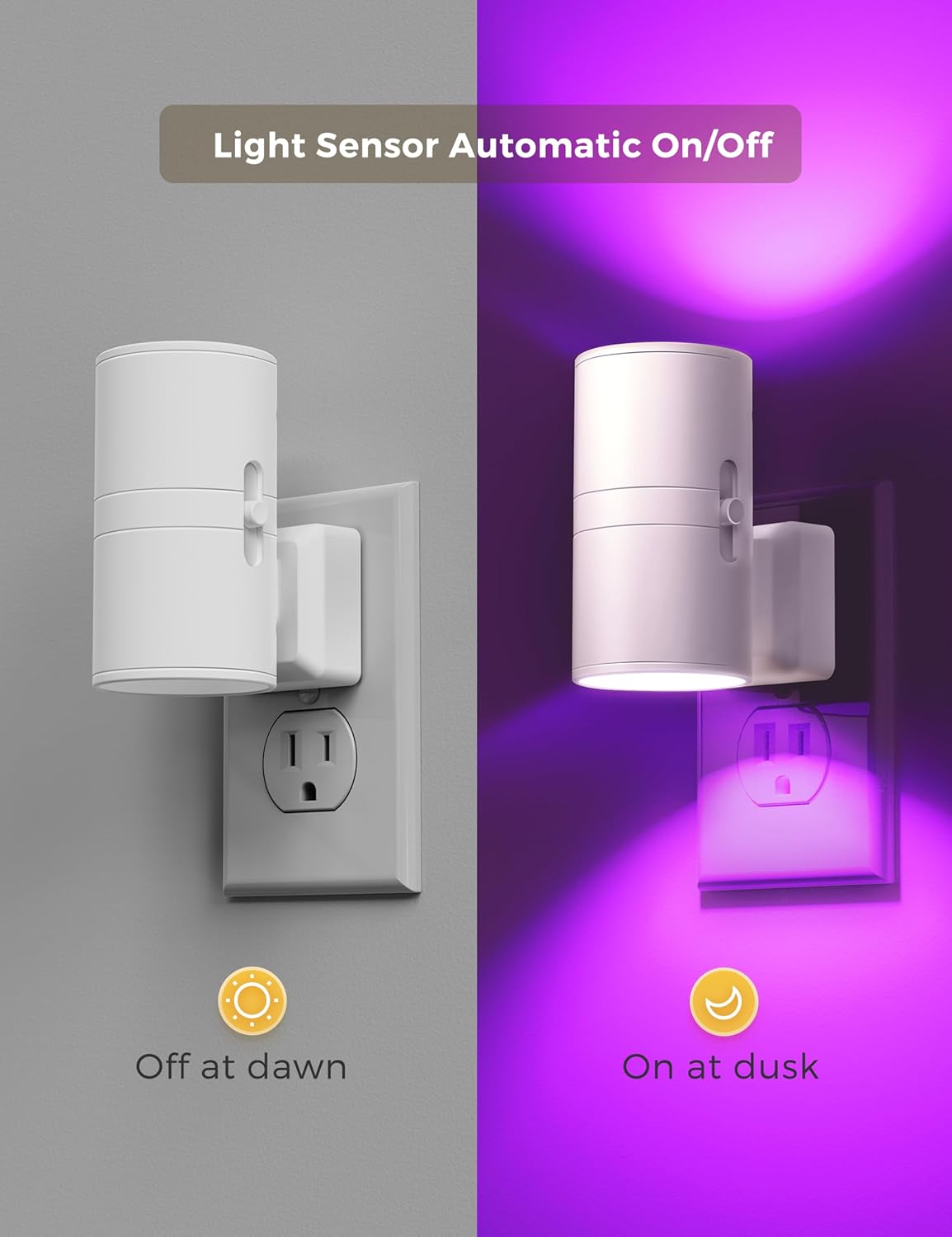 L LOHAS LED Night Light Plug in, Night Lights Plug into Wall, Light Sensor, 0-100LM Soft White 3000K, Dimmable Night Light, Modern Nightlight for Kids Bathroom Hallway Bedroom Kitchen Stairway, 2 Pack