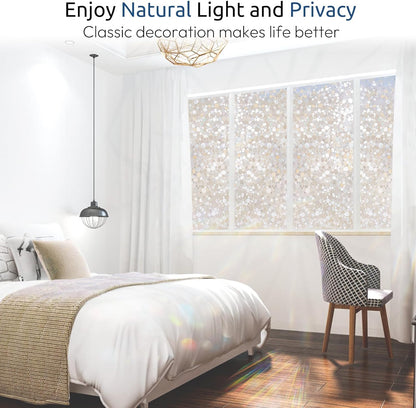 rabbitgoo Window Privacy Film, Frosted Glass Window Clings, Static Cling UV Heat Blocking Door Stickers for Home Bathroom, Removable Indoor Decal Coverings Day and Night, Pure, 17.5 x 78.7 Inches