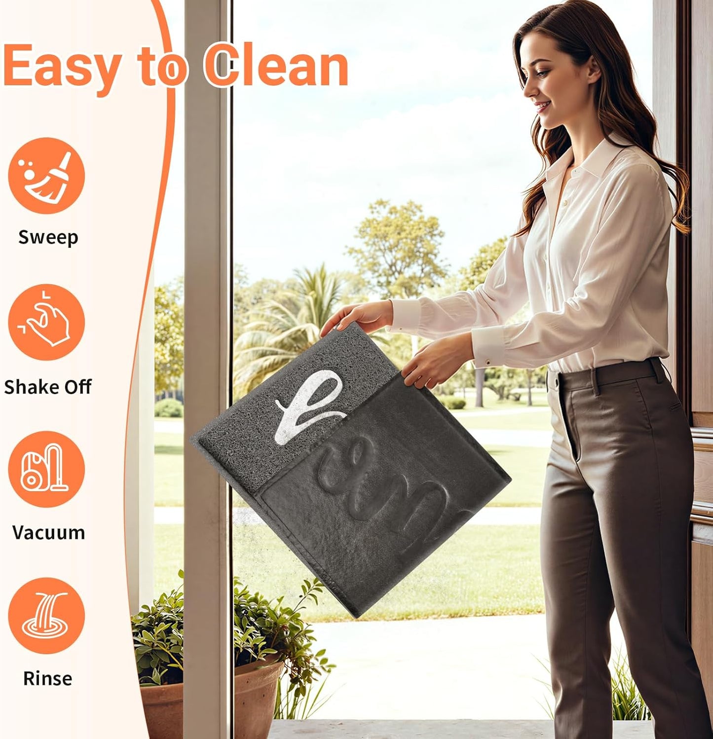 StepLively Door Mat Home Welcome Mats Outdoor and Indoor, Heavy-Duty Low-Profile Non-Slip Front Welcome Mat for Home Entrance, Outside Entry, Yard, Floor, Patio (30''x17.5'', Black)