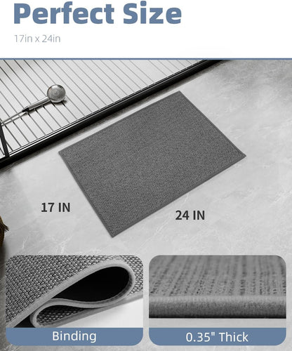 PADOOR Non-Slip Bath Mat With Rubber-Backing, Braided Absorbent Machine Washable Thin Rug for Bathroom Floor, Quick Dry, Fits Under Door, 17''x24'' Beige