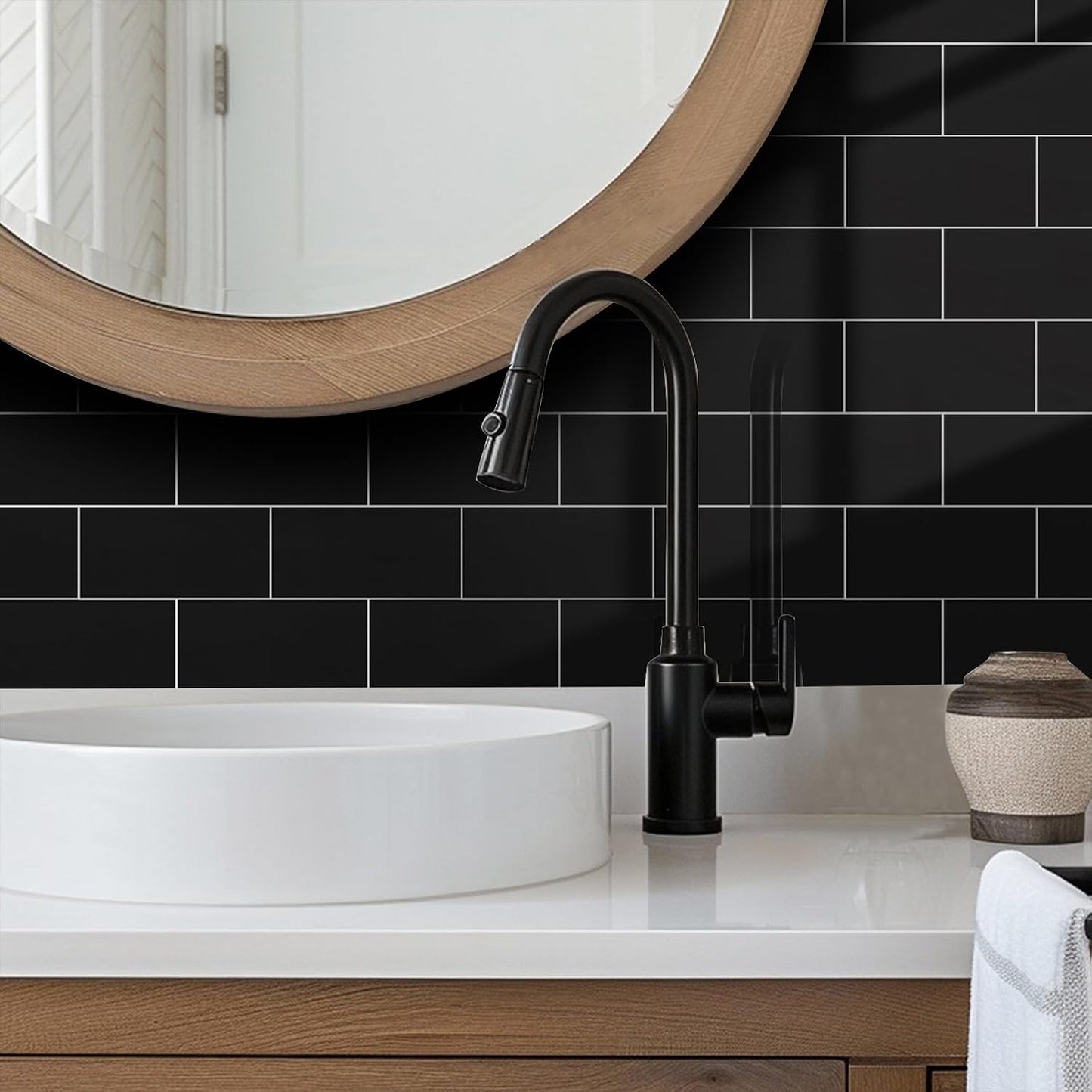 10- Sheet Polished White Peel and Stick Backsplash, 12’’Luxury PVC Ceramic Look Self Stick Subway Tiles, Waterproof Peel and Stick Wall Tiles for Kitchen and Bathrrom