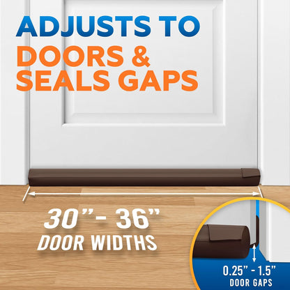 Comfyanno Under Door Draft Stopper - Bottom Door Seal & Gap Filler- Fits 30” to 36” Door, Block Noise, Sound, Air, Bugs, Dust, Easy to Install, Double Side Block, No Adhesive, Black