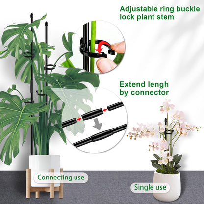 20Pcs Plant Support Stakes 17 inch SupKing Garden Orchid Sticks Extended to 3ft 4ft 5ft Plant Poles with Clips for Indoor Outdoor Potted Tomato Rose Amaryllis Vegetables Comes with 20 Ties（Green）